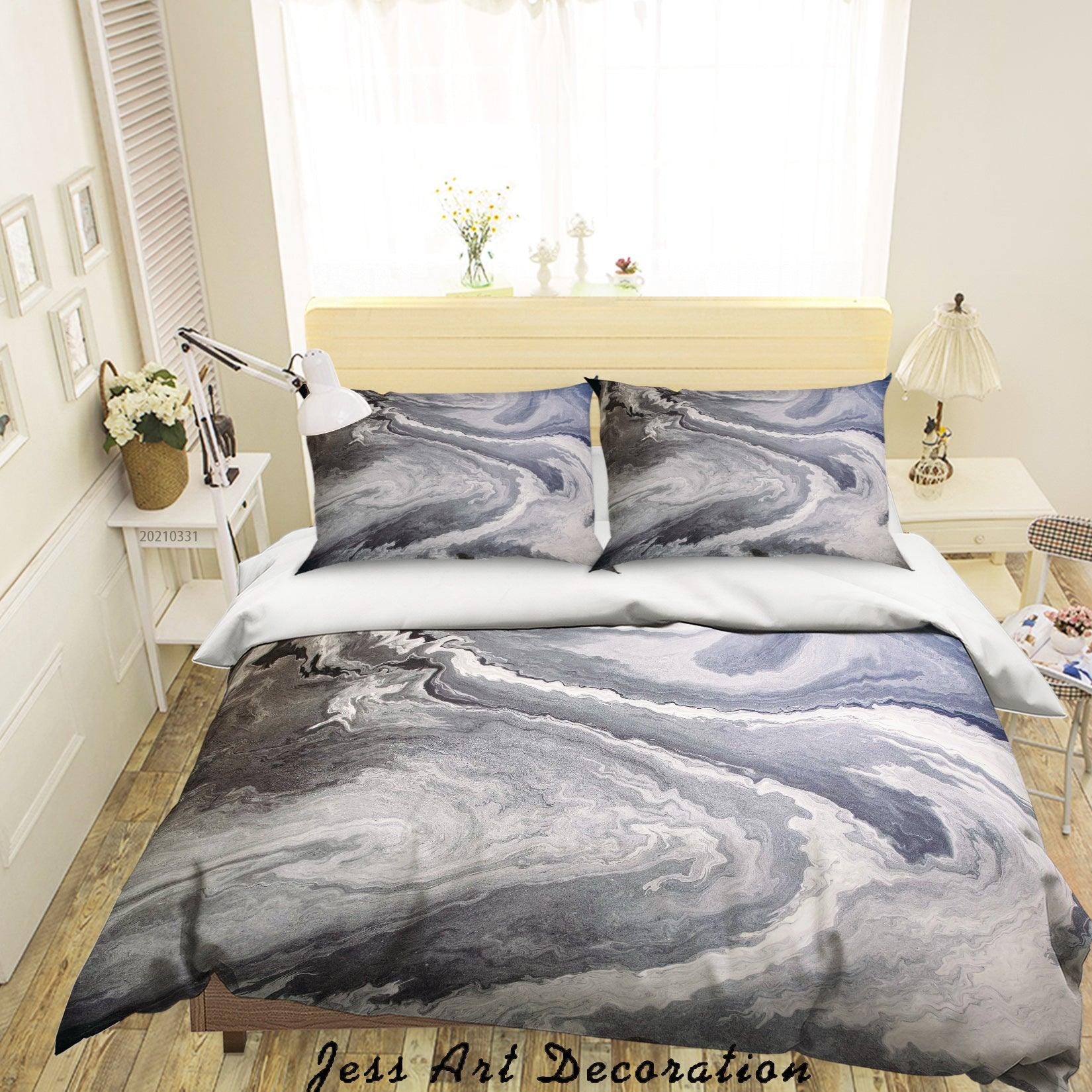 3D Abstract Grey Marble Quilt Cover Set Bedding Set Duvet Cover Pillowcases 247- Jess Art Decoration