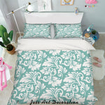 3D White Floral Light Green Quilt Cover Set Bedding Set Pillowcases 41- Jess Art Decoration