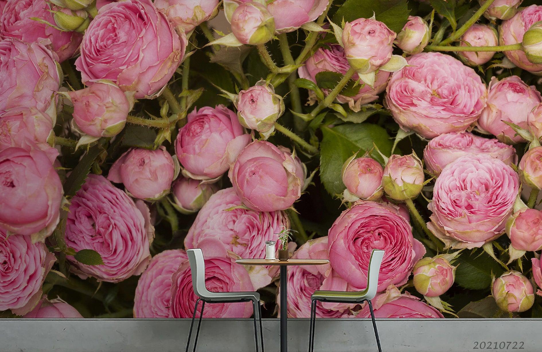 3D Pink Rose Floral Wall Mural Wallpaper LQH 497- Jess Art Decoration