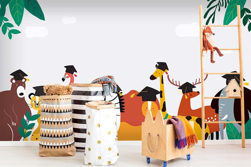 3D Cartoon Animal Wall Mural Wallpaper 135- Jess Art Decoration