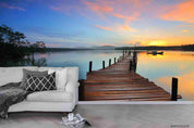 3D Sunset Sky Lake Trestle Wall Mural Wallpaper LQH 707- Jess Art Decoration