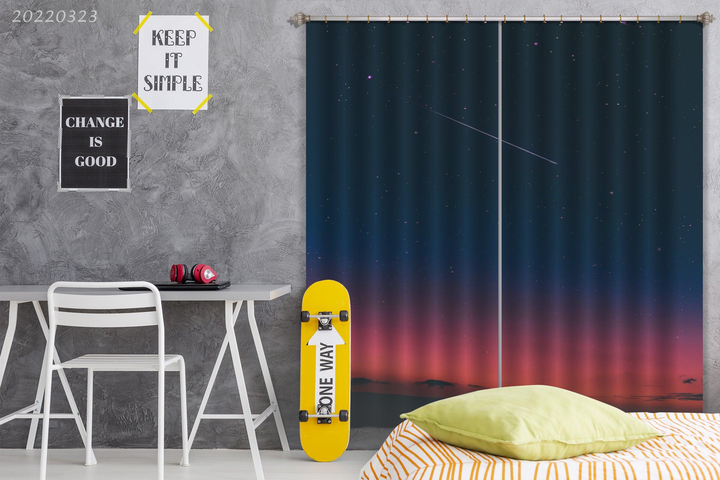 3D Starry Night Orange Evening Landscape Curtains and Drapes GD 2702- Jess Art Decoration