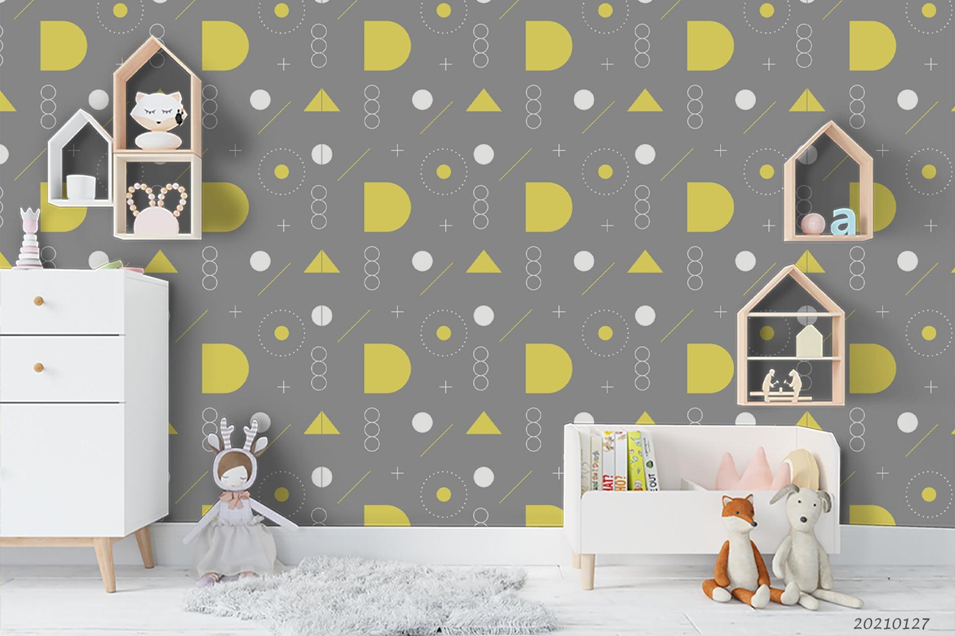 3D Abstract Yellow Grey Geometry Wall Mural Wallpaper LQH 141- Jess Art Decoration