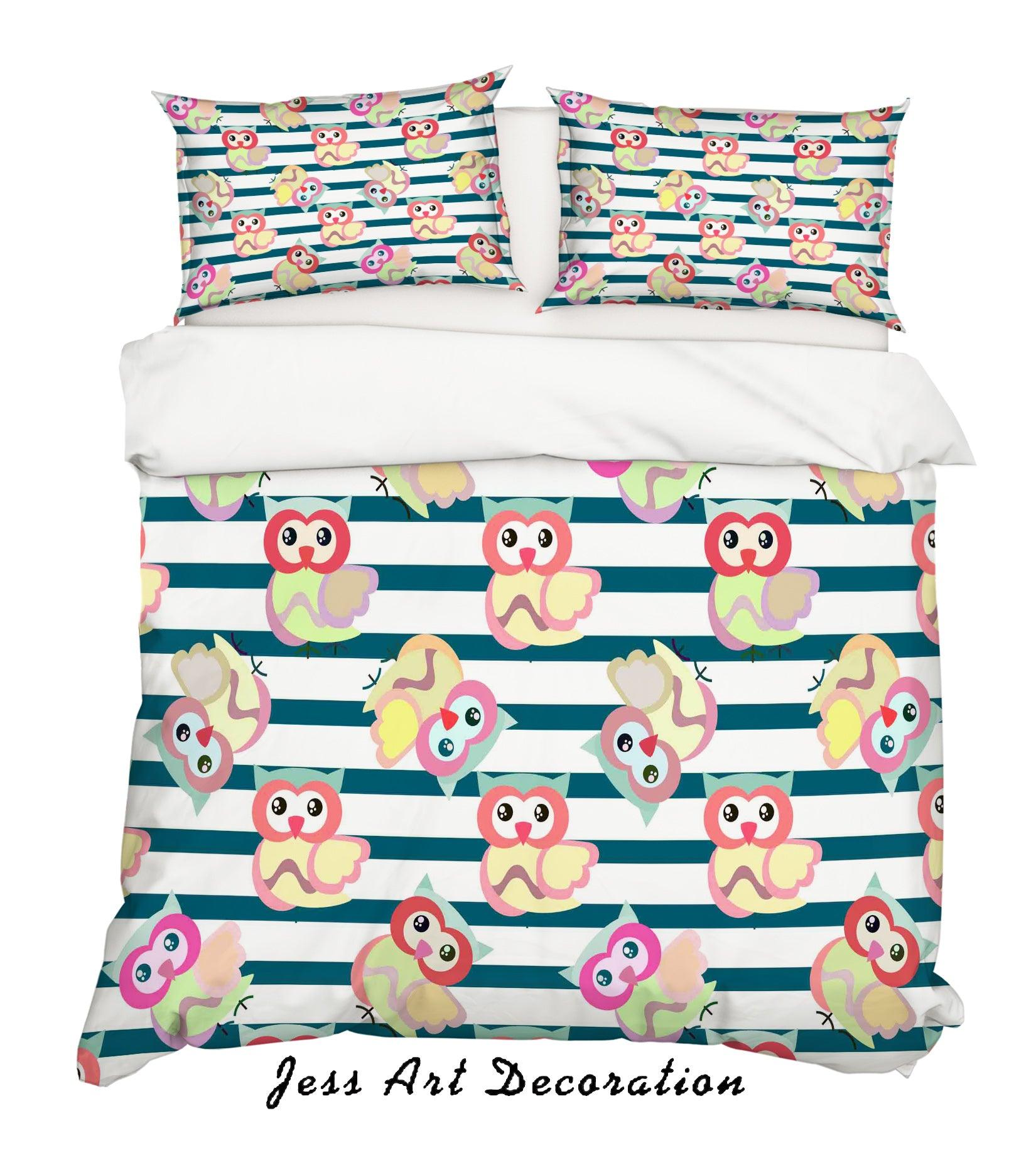 3D Cartoon Owl Quilt Cover Set Bedding Set Pillowcases 49- Jess Art Decoration