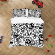 3D Abstract Gray Monster Graffiti Quilt Cover Set Bedding Set Duvet Cover Pillowcases 10- Jess Art Decoration