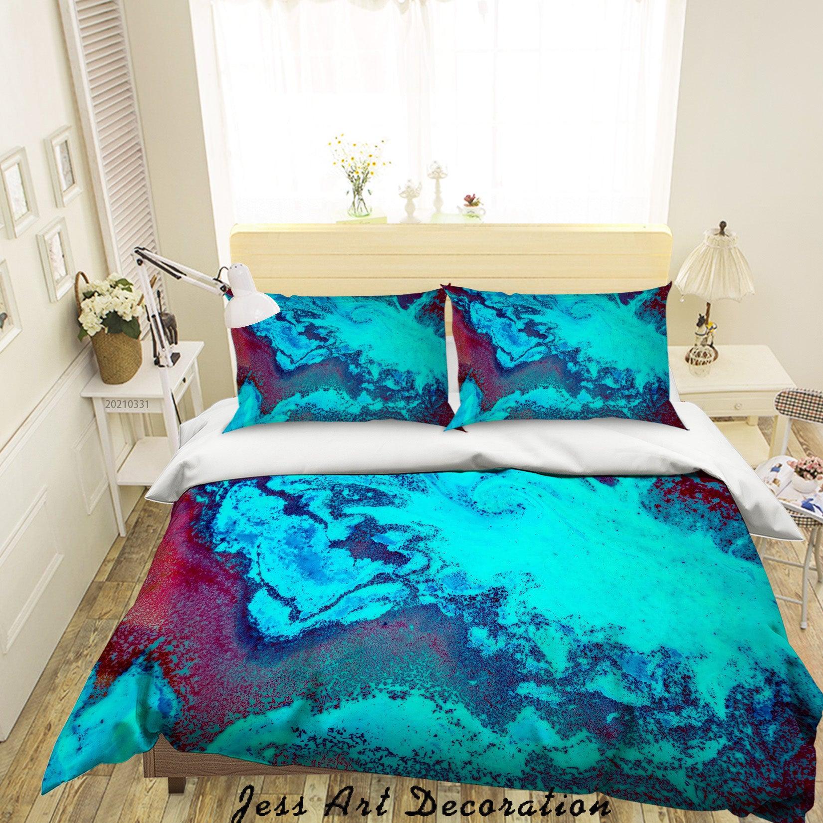 3D Watercolor Blue Marble Quilt Cover Set Bedding Set Duvet Cover Pillowcases 224- Jess Art Decoration