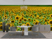 3D Sunflower Field bright sunflower landscape wall mural wallpaper for living room - view 2