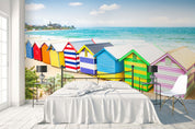 3D seaside colorful houses wall mural wallpaper 59- Jess Art Decoration