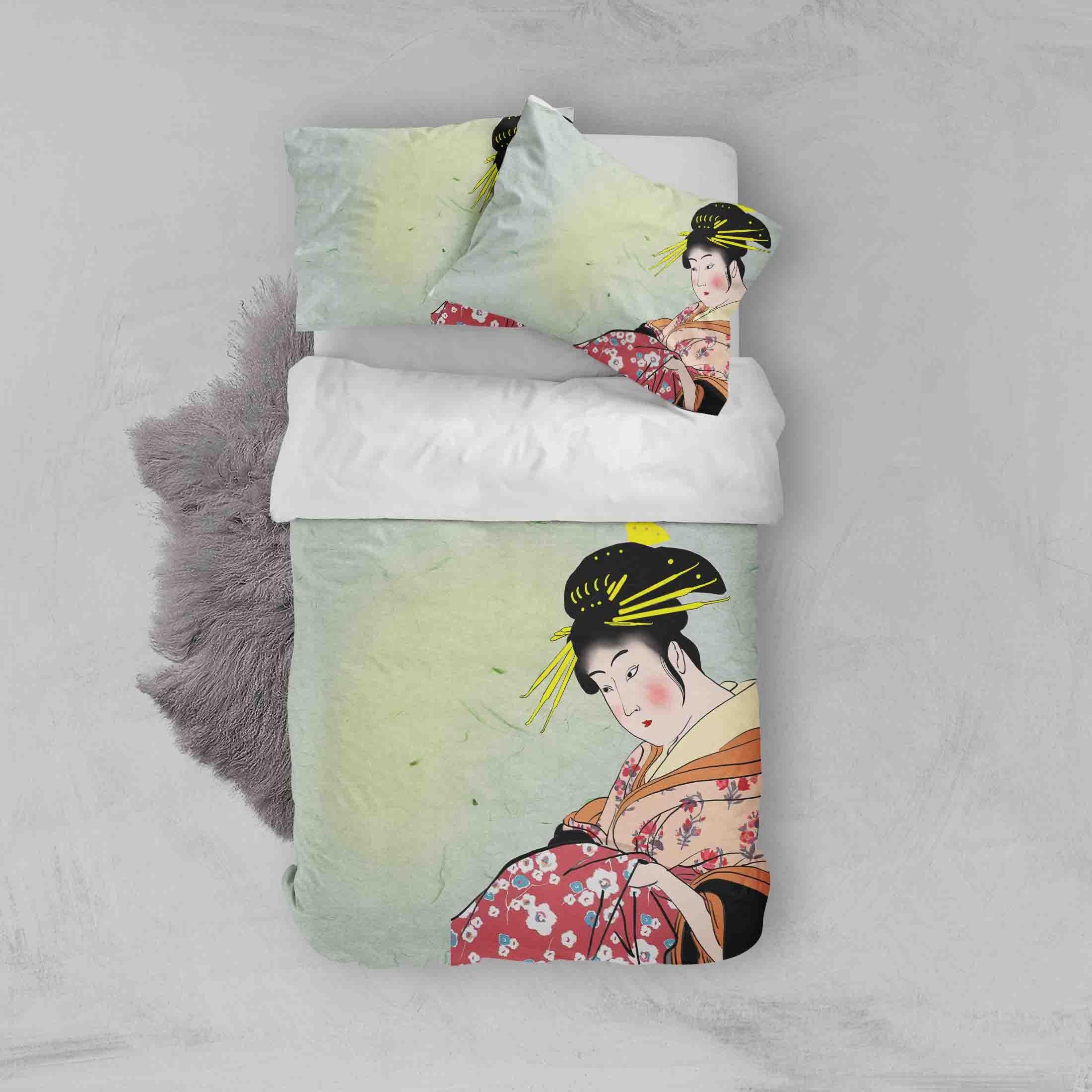 3D Abstract Japanese Beauty Quilt Cover Set Bedding Set Pillowcases 11- Jess Art Decoration