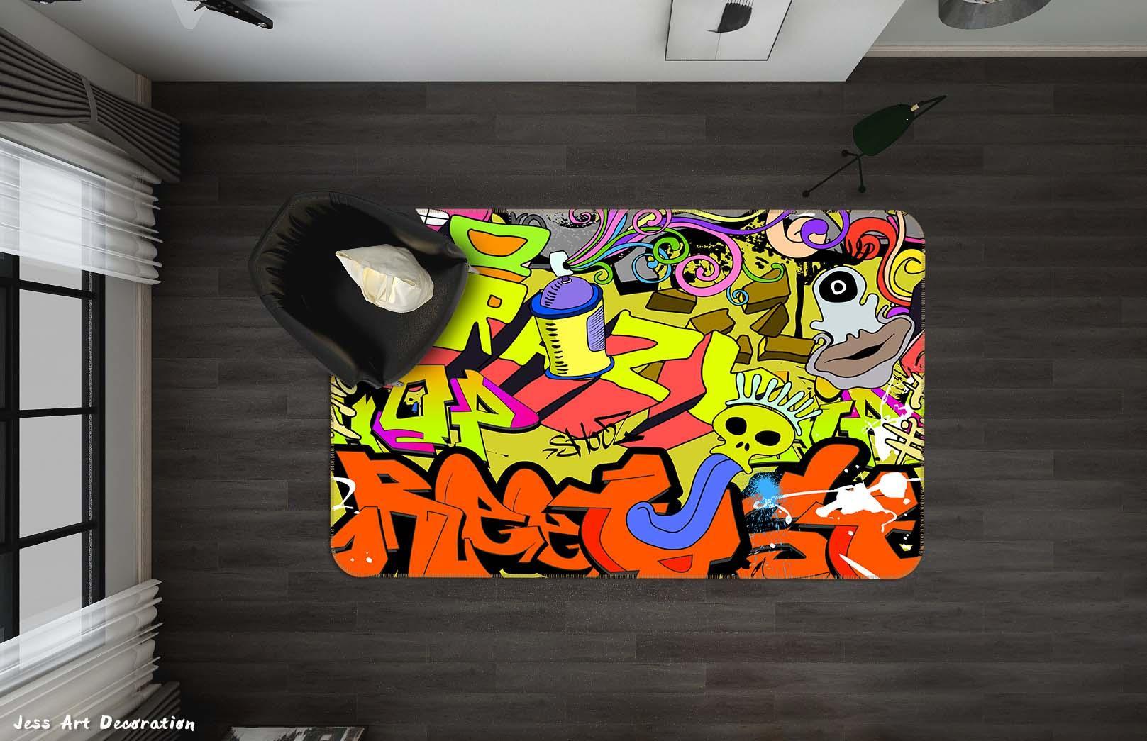 3D Abstract Color Graffiti Non-Slip Rug Mat A662 LQH- Jess Art Decoration