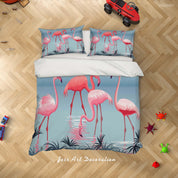 3D Lake Flamingo Quilt Cover Set Bedding Set Duvet Cover Pillowcases LXL 270- Jess Art Decoration