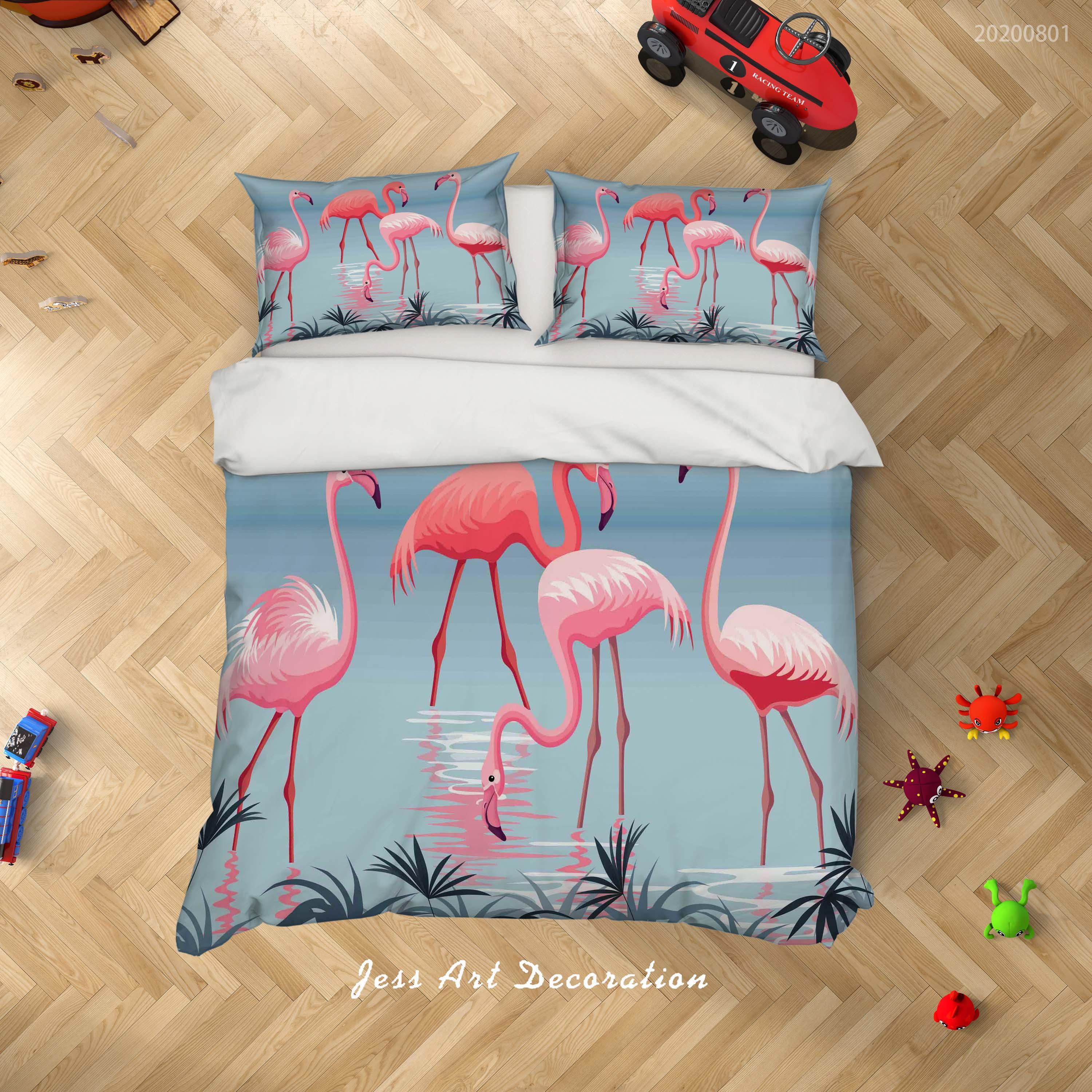 3D Lake Flamingo Quilt Cover Set Bedding Set Duvet Cover Pillowcases LXL 270- Jess Art Decoration