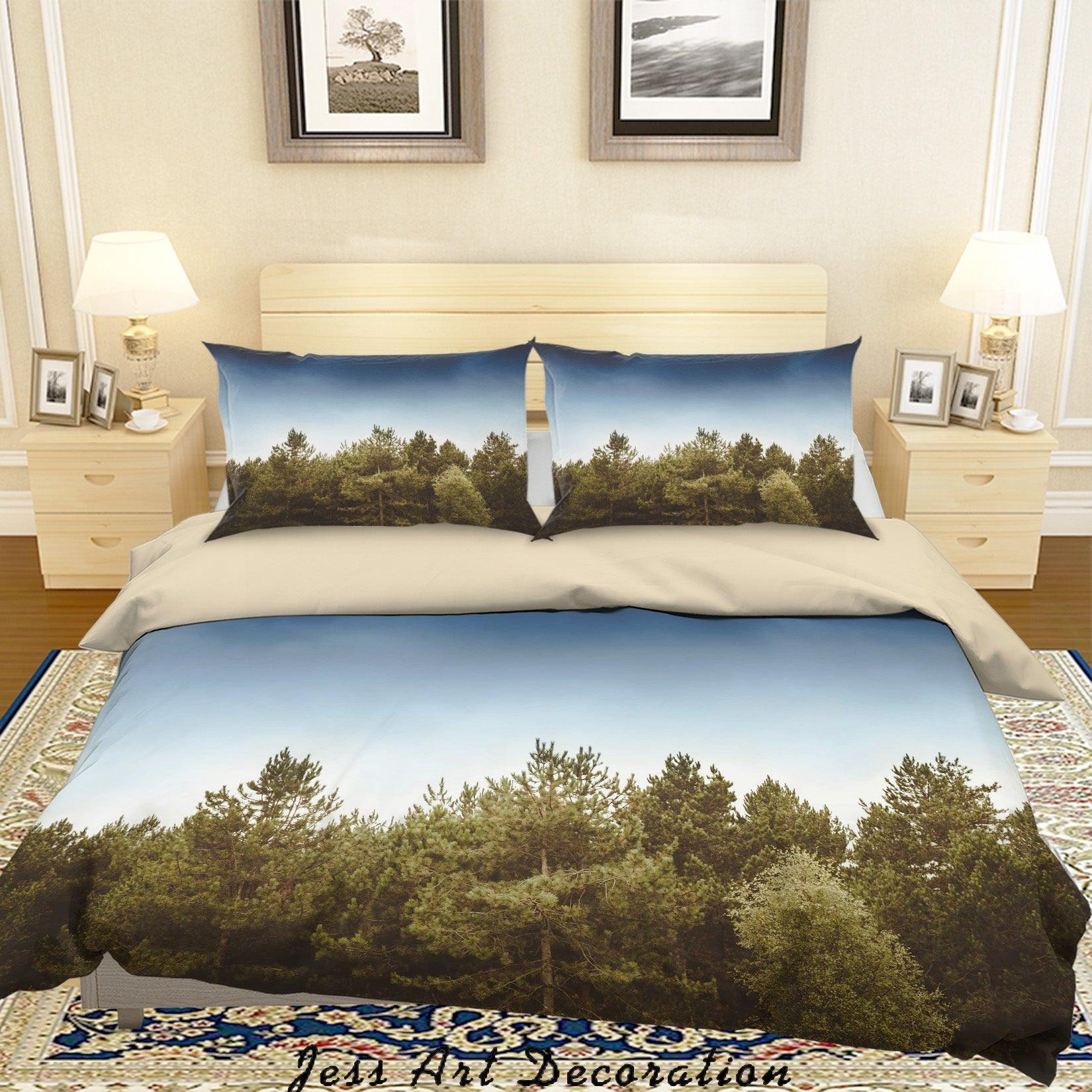 3D Blue Sky Green Forest Quilt Cover Set Bedding Set Duvet Cover Pillowcases A107 LQH- Jess Art Decoration