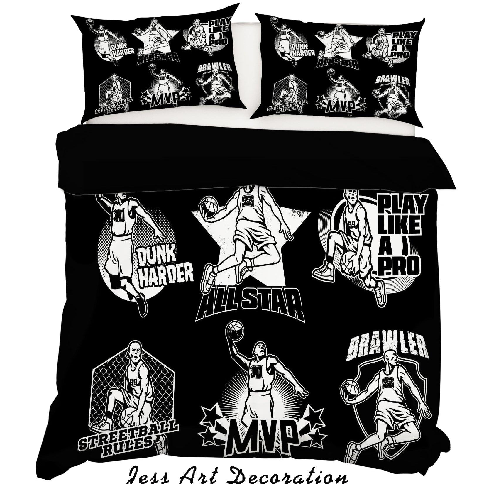 3D Black Basketball Player Dunk Quilt Cover Set Bedding Set Pillowcases 49- Jess Art Decoration