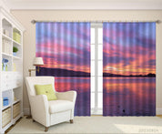 3D Sunset Sky Mountain Sea Landscape Curtains and Drapes LQH 305- Jess Art Decoration