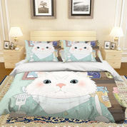3D Cartoon Cat Quilt Cover Set Bedding Set Pillowcases 75- Jess Art Decoration
