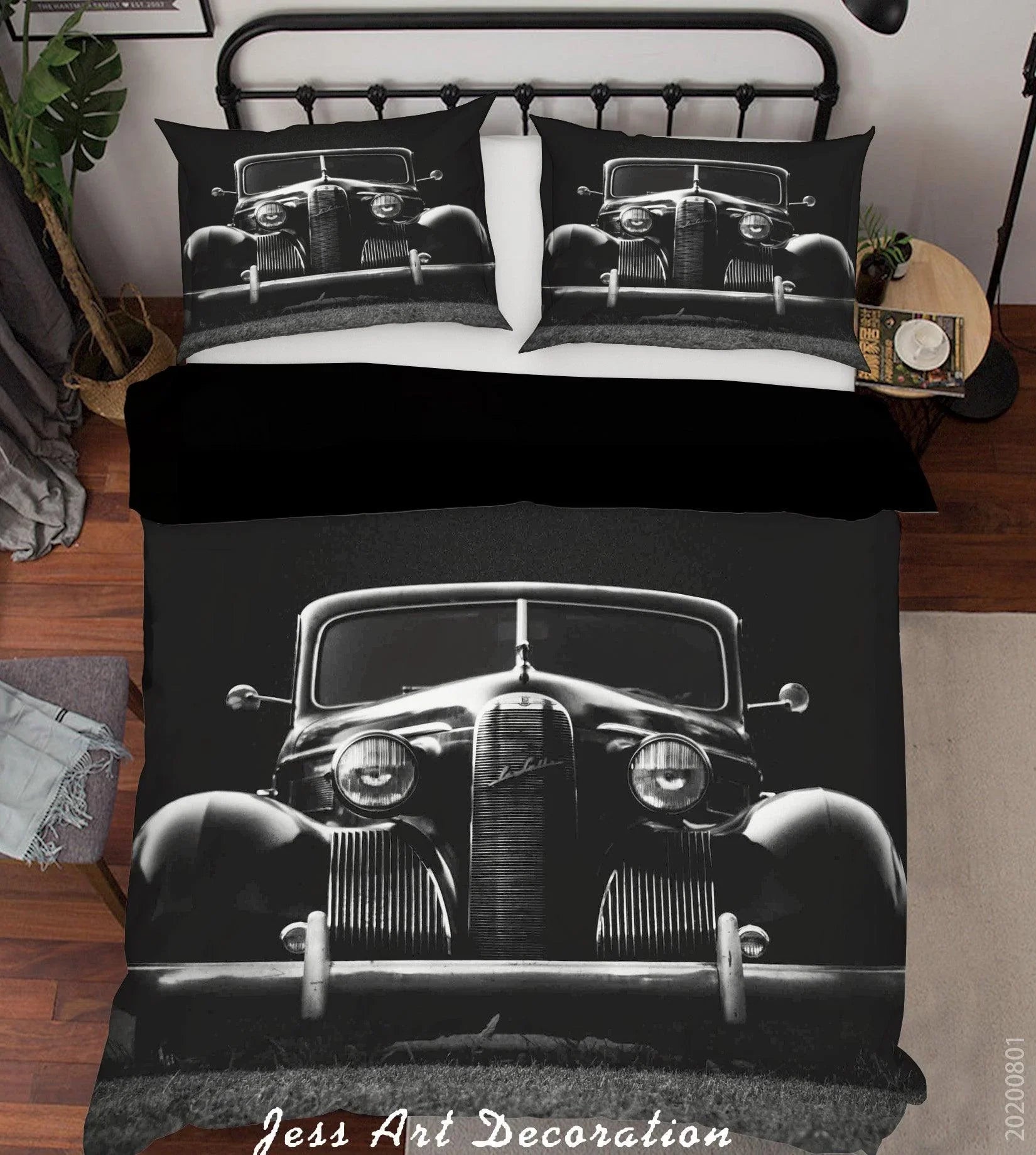 3D Dark Realistic Antique Car Quilt Cover Set Bedding Set Duvet Cover Pillowcases LXL 190- Jess Art Decoration