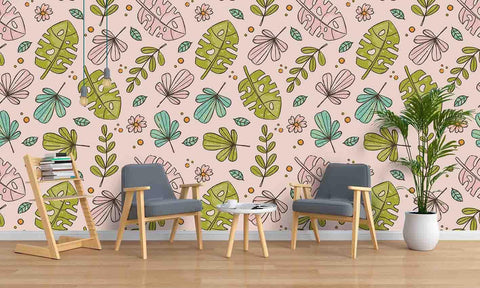 3D Cartoon Leaf Pattern Wall Mural Wallpaper A029 LQH- Jess Art Decoration
