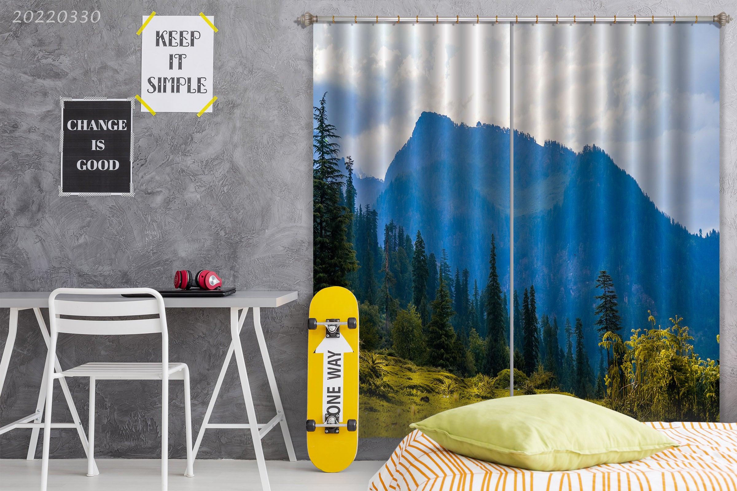 3D Landscape Mountain Forest Fir Curtains and Drapes GD 3650- Jess Art Decoration