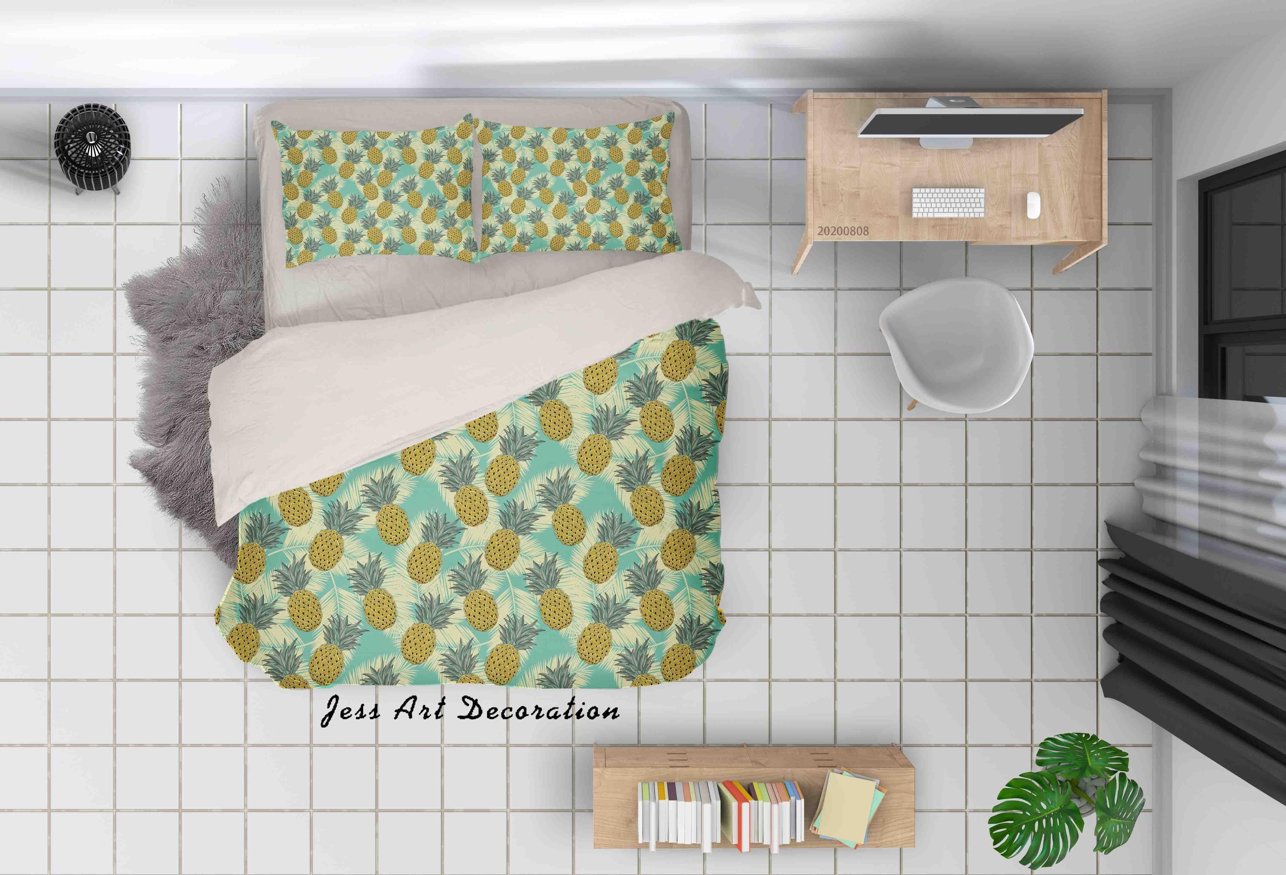 3D Hand Drawn Colorful Pineapple Quilt Cover Set Bedding Set Duvet Cover Pillowcases LXL- Jess Art Decoration