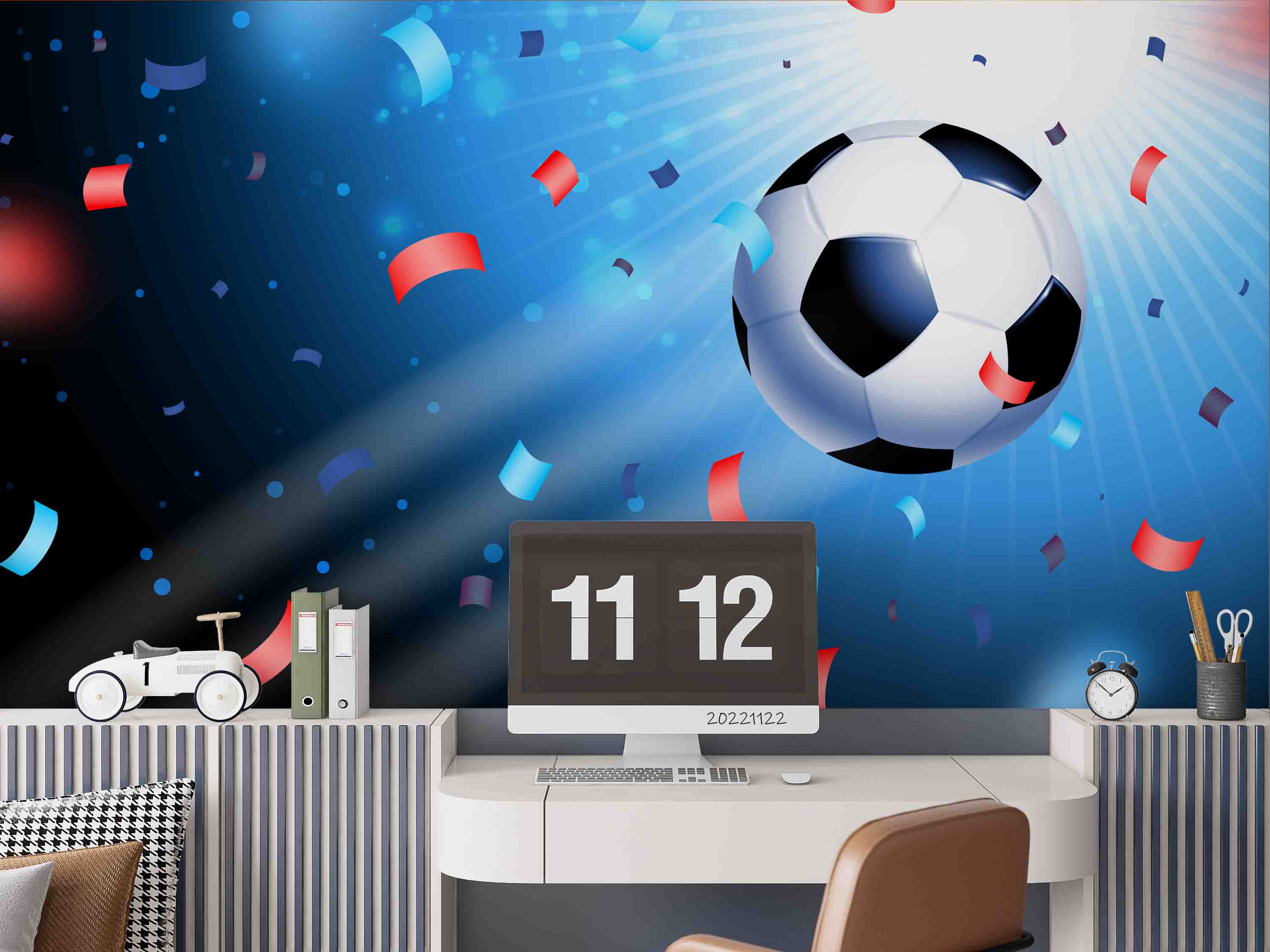 3D Realistic Football Sports Poster Confetti Wall Mural Wallpaper GD 2511- Jess Art Decoration