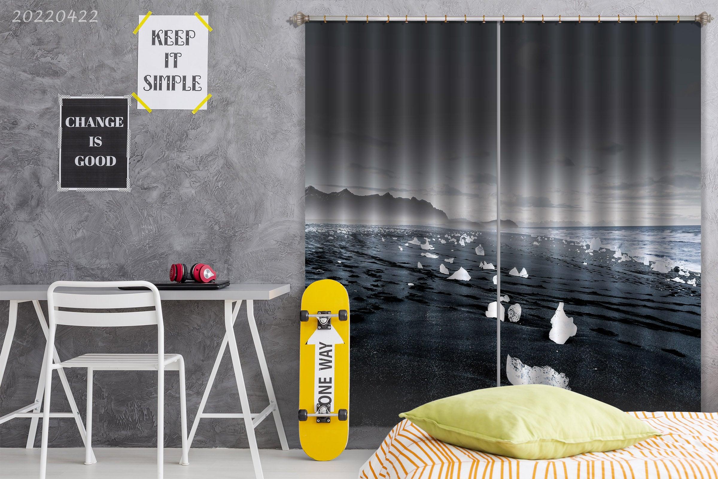 3D Landscape Ocean Beach Ice Mountain Curtains and Drapes GD 4292- Jess Art Decoration
