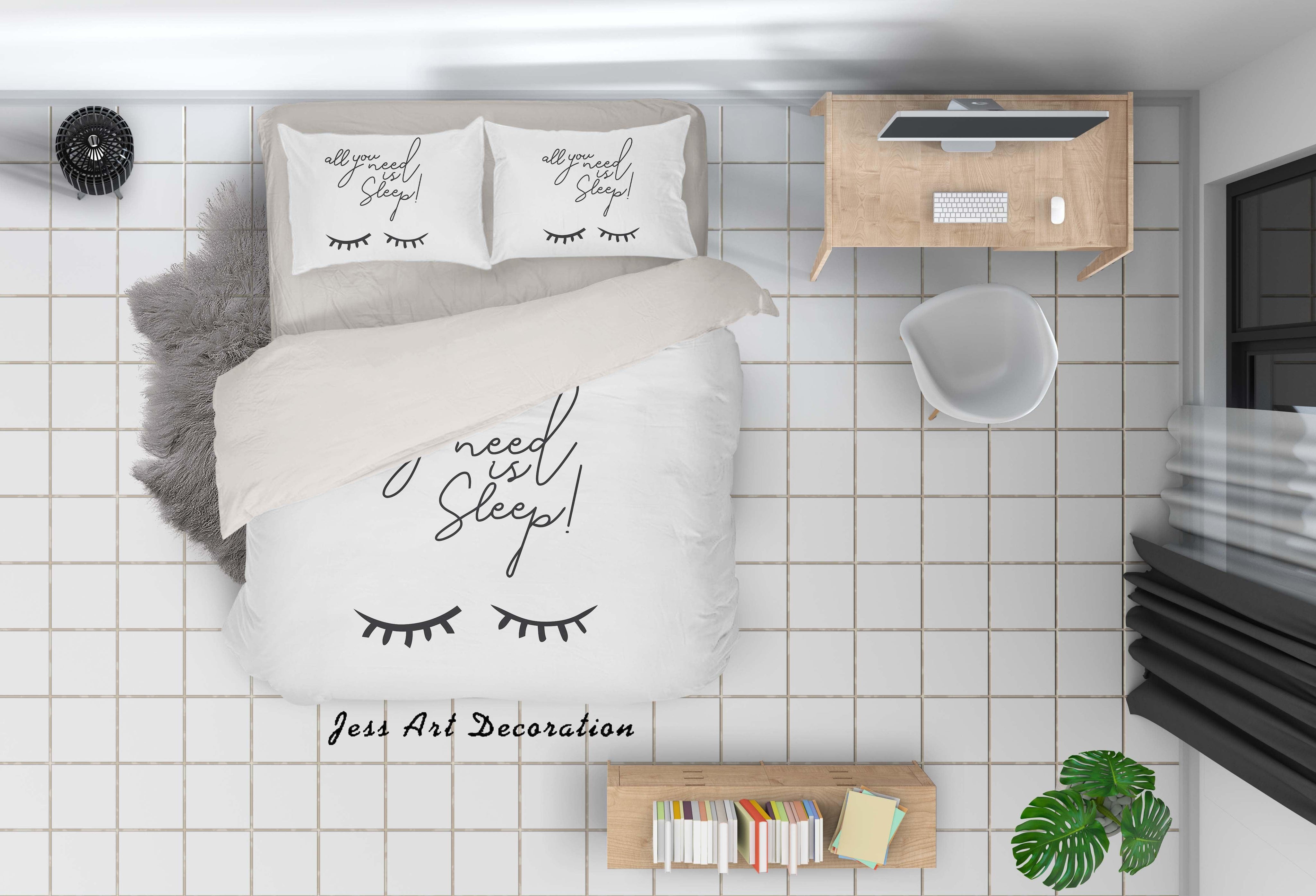 3D White Eyes Eyelash Quilt Cover Set Bedding Set Pillowcases 65- Jess Art Decoration