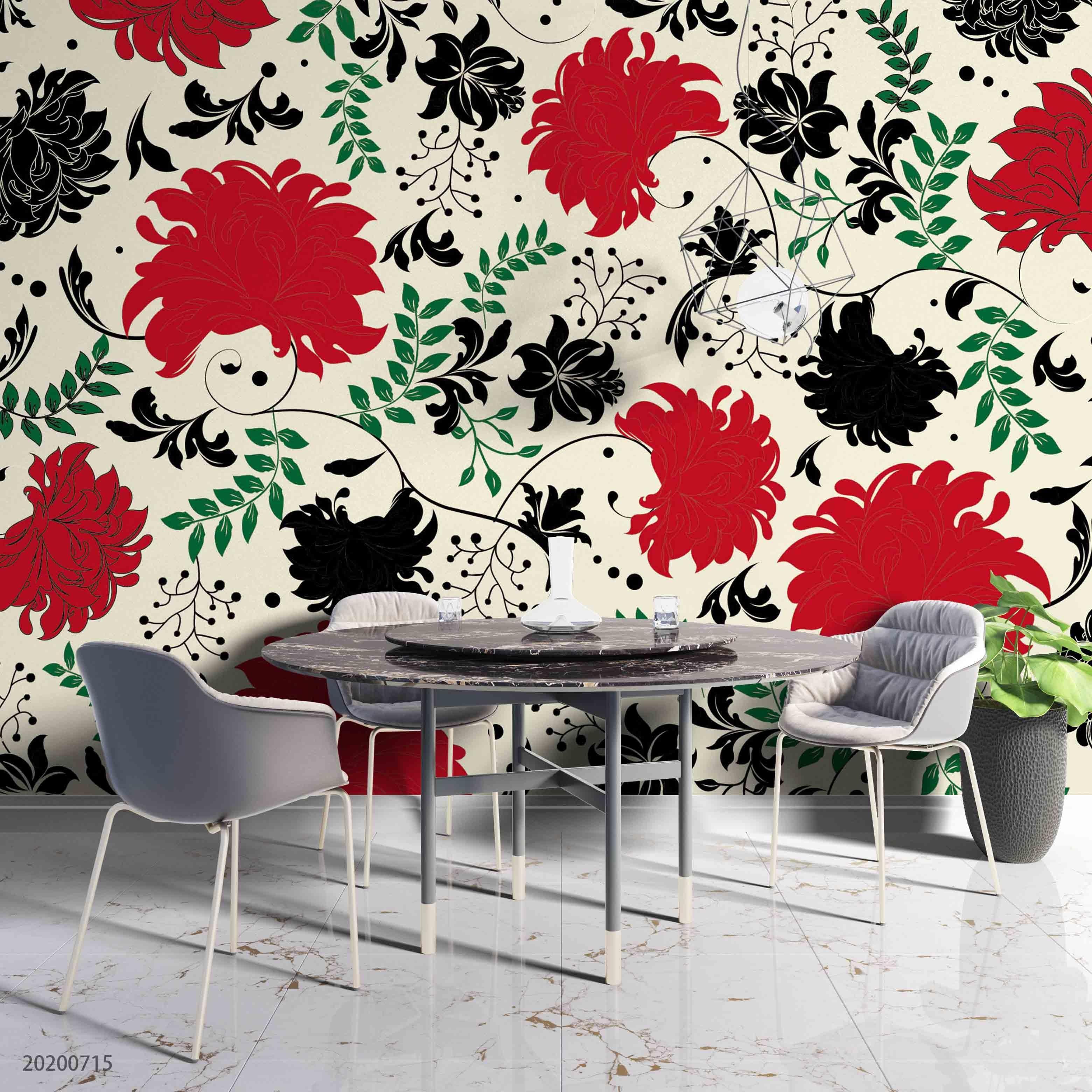 3D Red Floral Wall Mural Wallpaper SF28- Jess Art Decoration