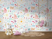 3D Colored Kids Drawing Wall Mural Wallpaper GD 1008- Jess Art Decoration