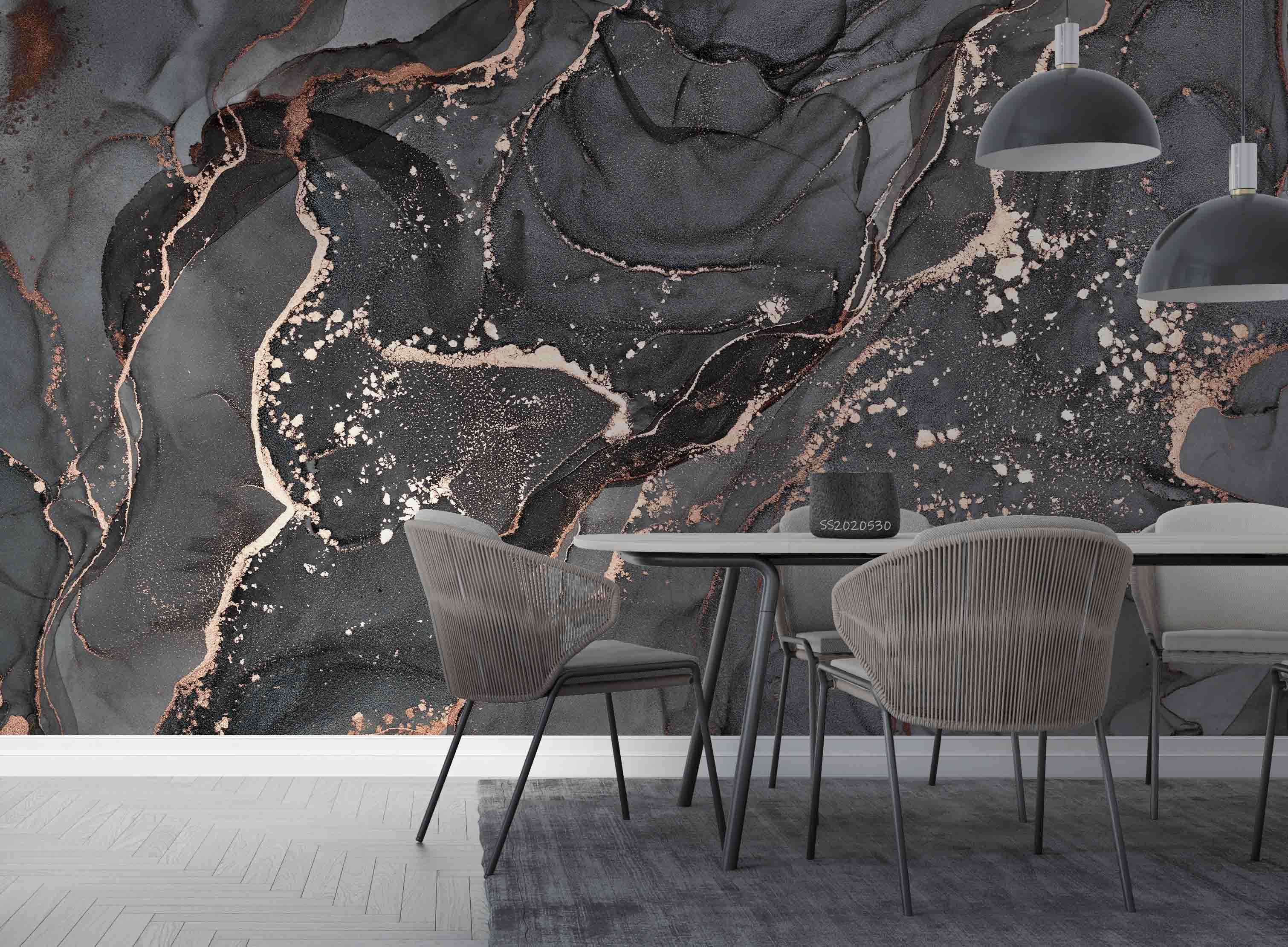 3D Abstract Marble Texture Black Wall Mural Wallpaper GD 41- Jess Art Decoration
