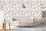 3D Hand Sketching Green Leaves Plant Pink Wall Mural Wallpaper LXL 1278- Jess Art Decoration