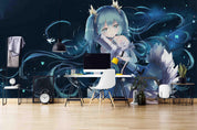 3D Telescope Anime Girl fantasy anime girl telescope mural wall mural wallpaper for teen room