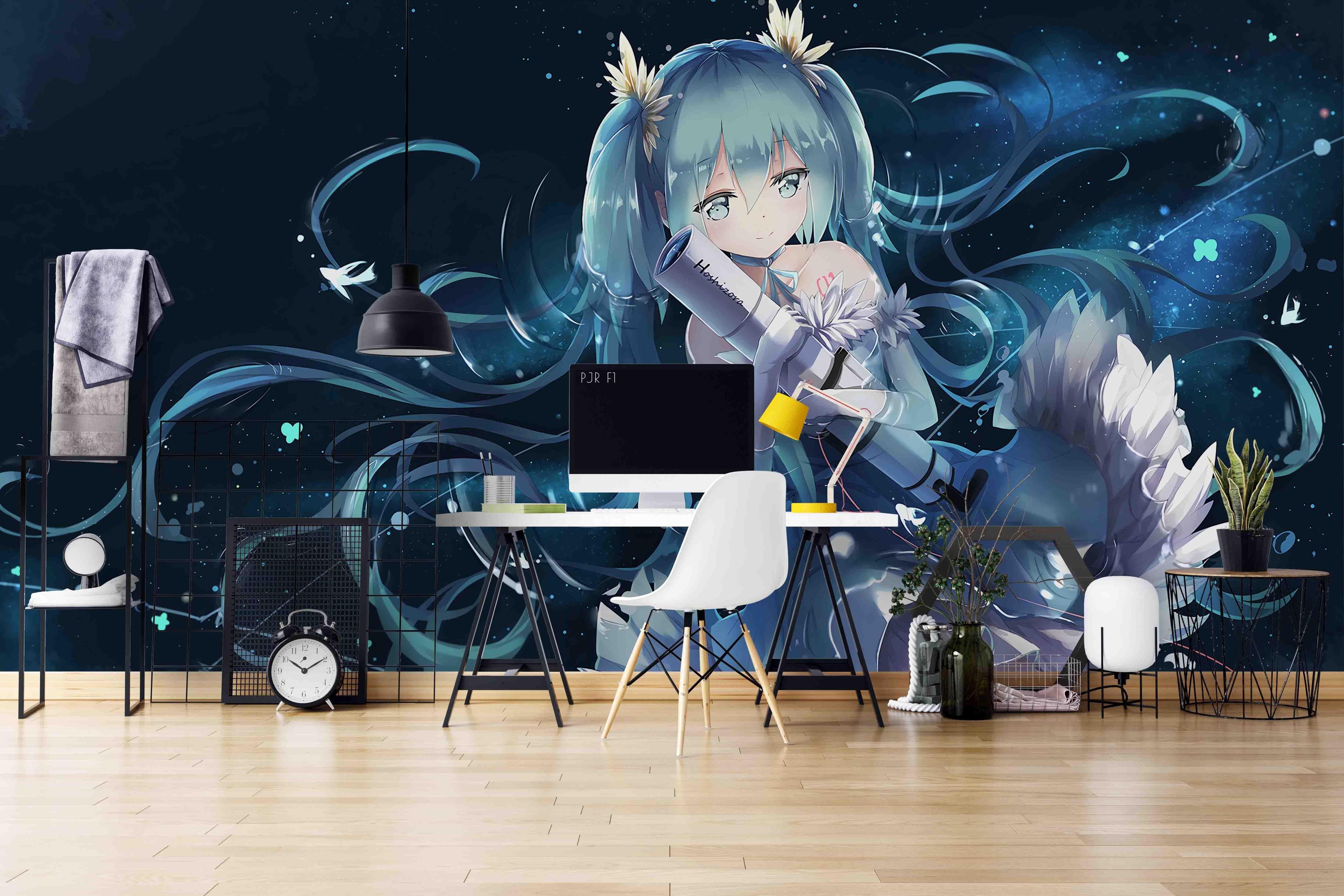 3D Telescope Anime Girl fantasy anime girl telescope mural wall mural wallpaper for teen room