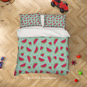 3D Watermelon Fruity Blue Quilt Cover Set Bedding Set Duvet Cover Pillowcases LXL- Jess Art Decoration