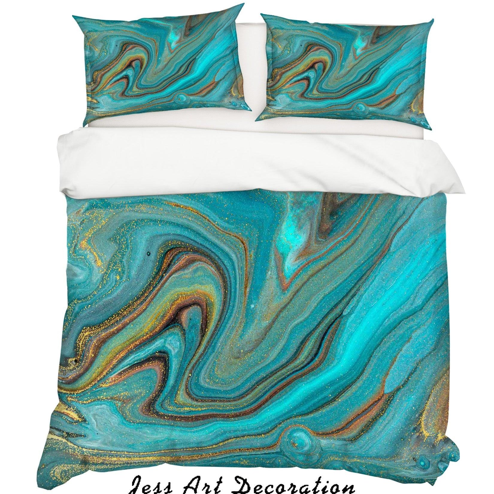 3D Abstract Blue Quilt Cover Set Bedding Set Duvet Cover Pillowcases LXL- Jess Art Decoration