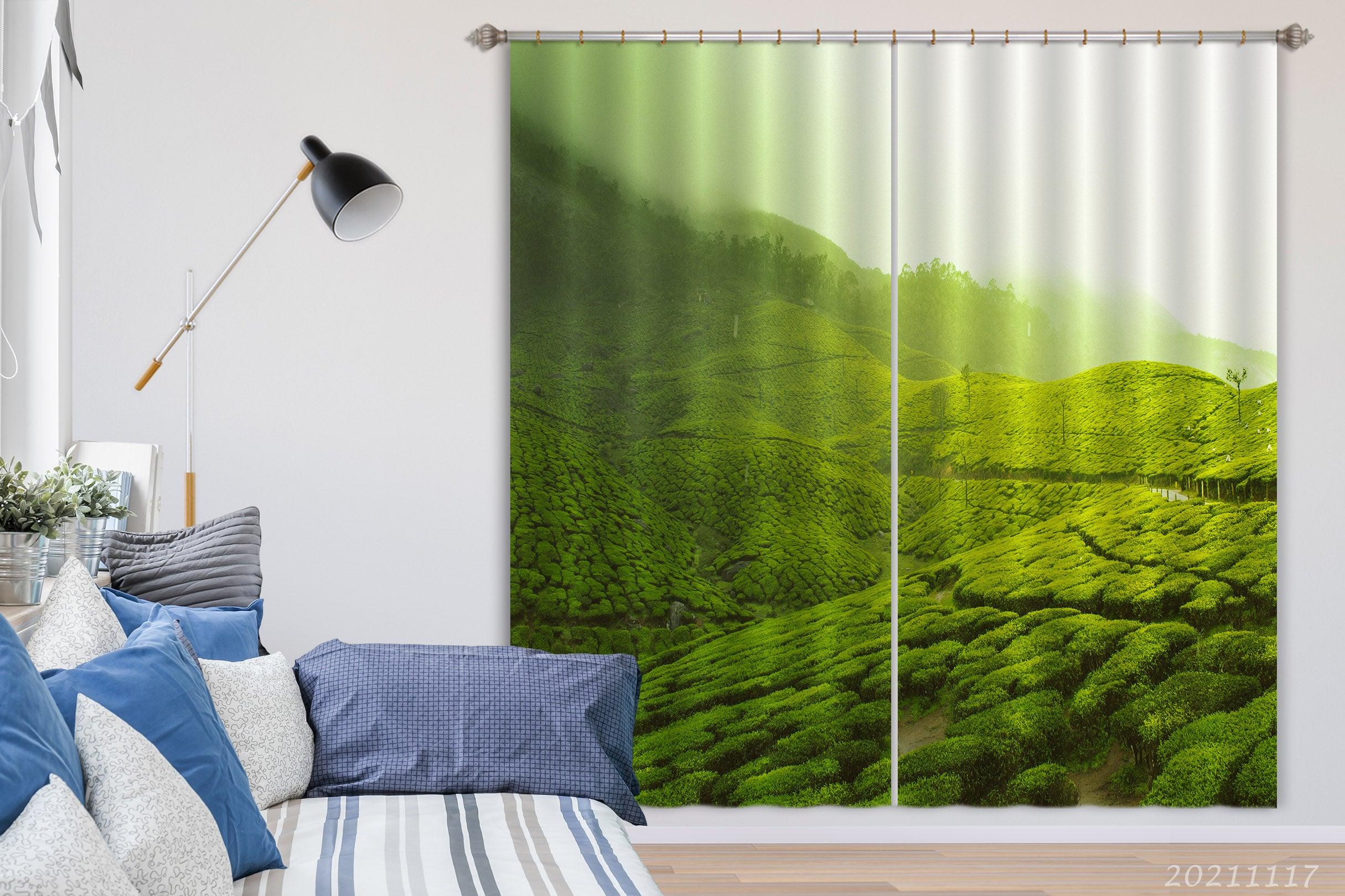 3D Green Forest Nature Landscape Curtains and Drapes LQH 35- Jess Art Decoration