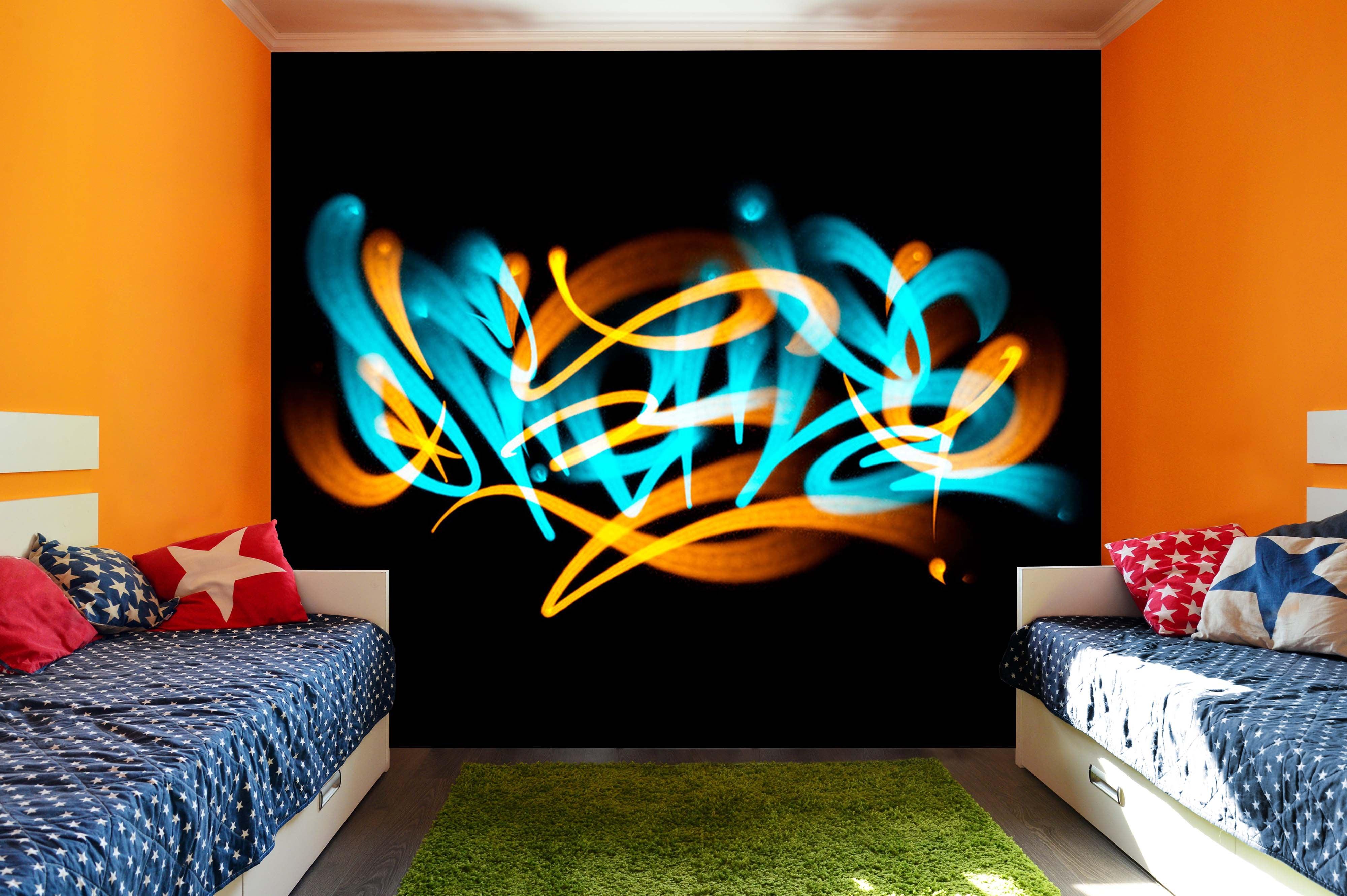 3D Abstract Blue Yellow Slogan Wall Mural Wallpaper 234- Jess Art Decoration