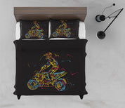 3D Abstract Colorful Motorcycle Quilt Cover Set Bedding Set Pillowcases LQH A002- Jess Art Decoration