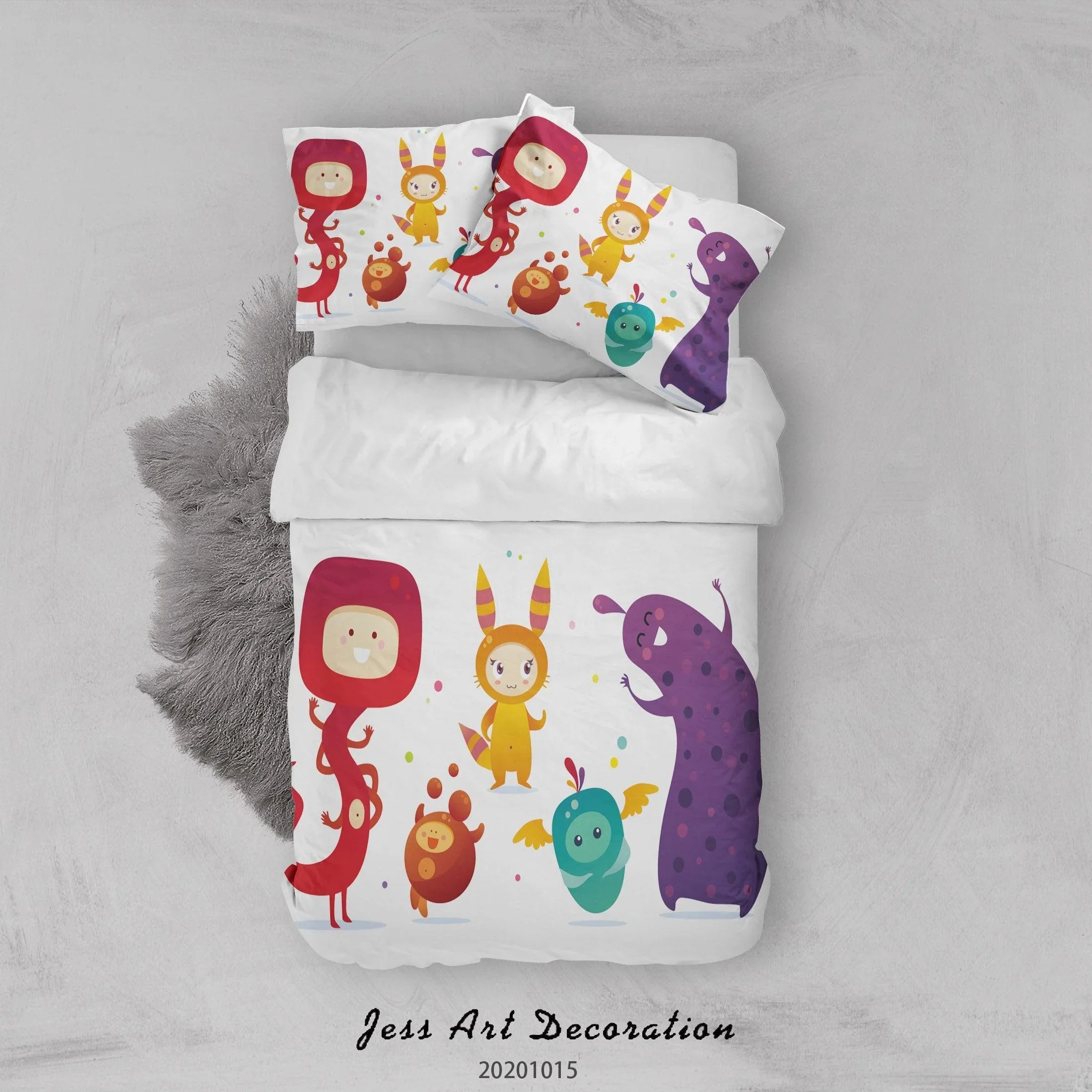 3D Cartoon Animal Monsters Pattern Quilt Cover Set Bedding Set Duvet Cover Pillowcases WJ 9678- Jess Art Decoration