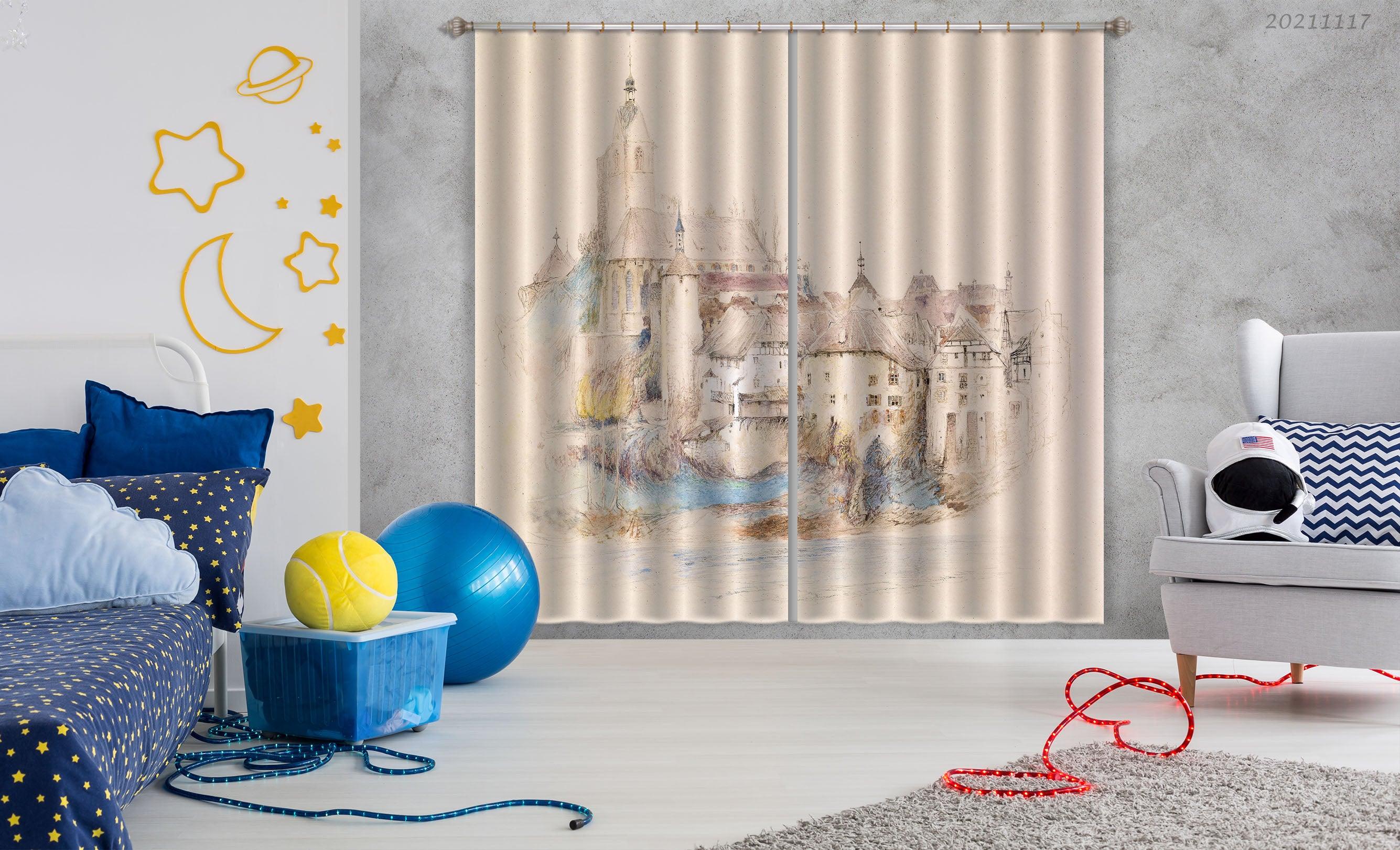 3D Landscape Oil Painting Curtains and Drapes LQH 34- Jess Art Decoration