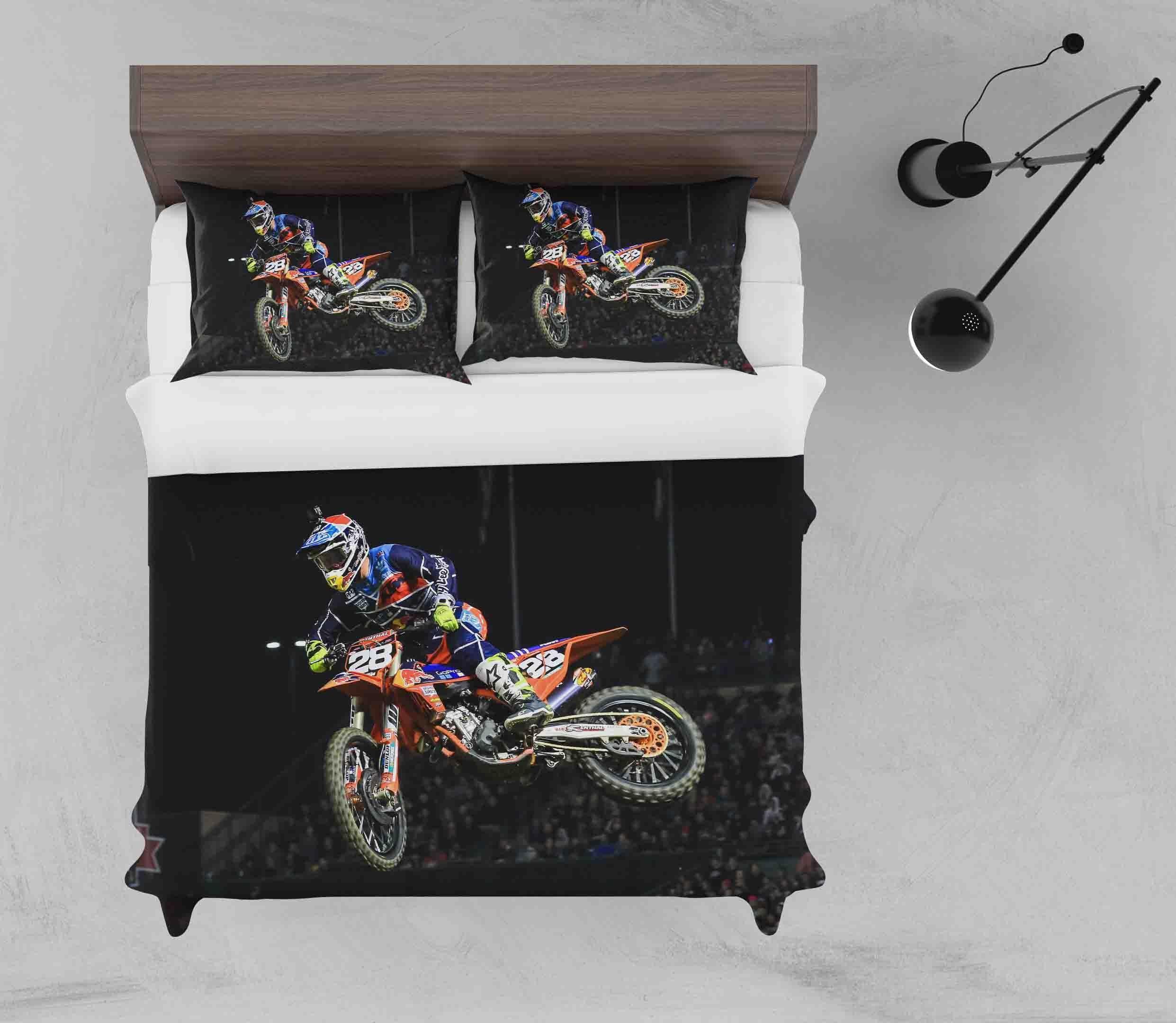 3D Dirt Bike Black Quilt Cover Set Bedding Set Pillowcases A175 LQH- Jess Art Decoration