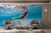 3D Hand-painted Blue Oceans Mermaid Wall Mural Wallpaper SWW5091- Jess Art Decoration