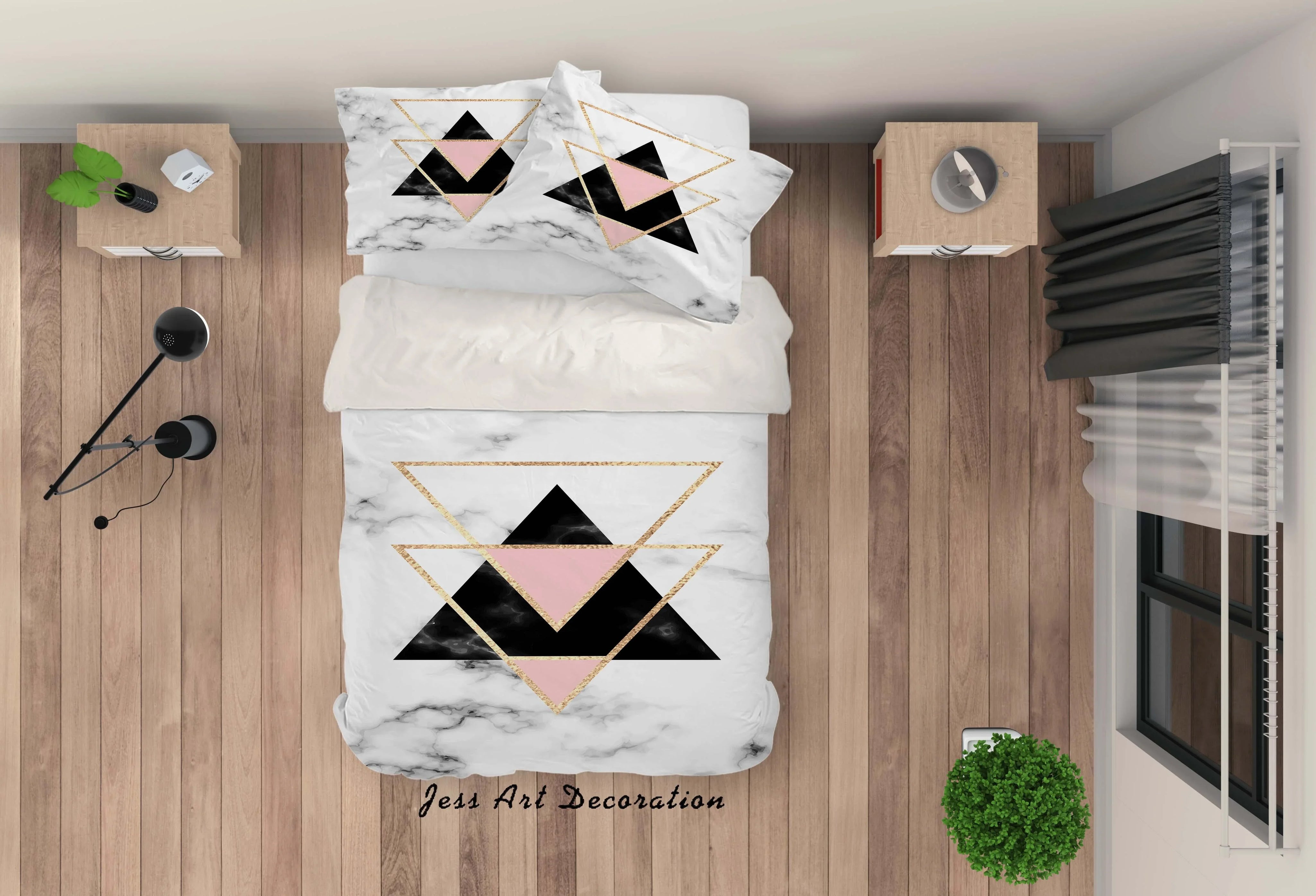 3D Geometric Triangle Quilt Cover Set Bedding Set Pillowcases 82- Jess Art Decoration