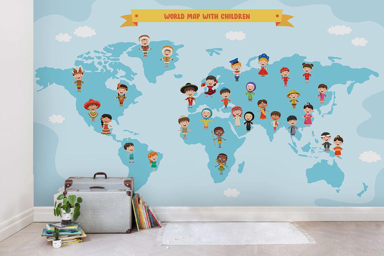 3D World Map Wall Mural Wallpaper SF64- Jess Art Decoration