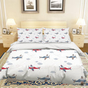 3D Cartoon Aircraft Quilt Cover Set Bedding Set Pillowcases 88- Jess Art Decoration