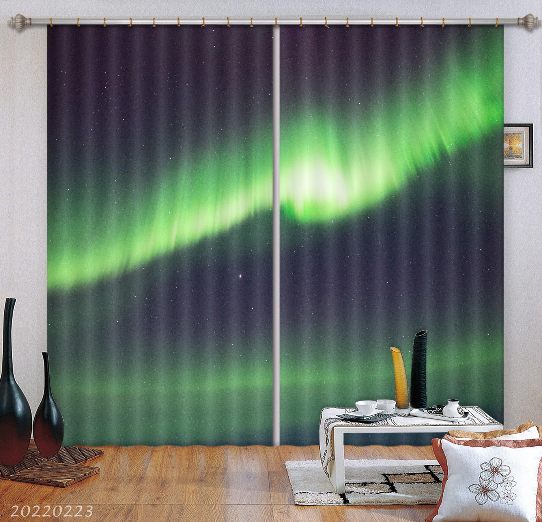 3D Abstract Aurora Borealis Green Pattern Curtains and Drapes GD 2803- Jess Art Decoration