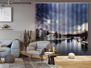 3D Winter River Hill Woods Scenery Curtains and Drapes GD 817- Jess Art Decoration