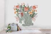 3D Cartoon Bunny Animal Colorful Floral Plant Wall Mural Wallpaper LXL- Jess Art Decoration