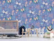 3D Hand Sketching Butterfly Dragonfly Floral Insect Wall Mural Wallpaper LXL 1425- Jess Art Decoration