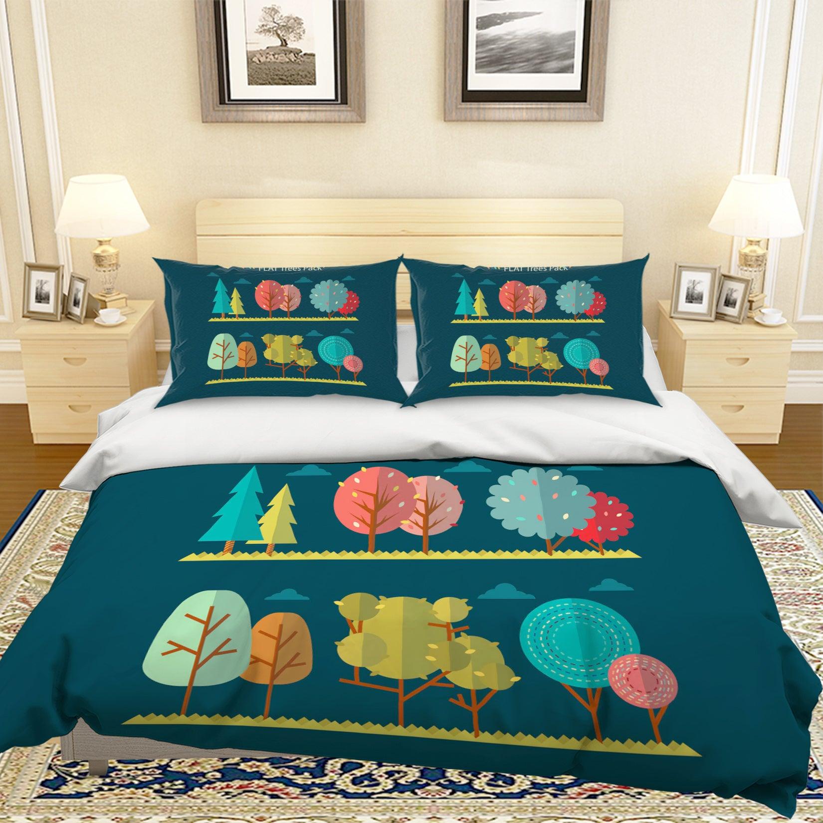 3D Blue Trees Quilt Cover Set Bedding Set Pillowcases 58- Jess Art Decoration